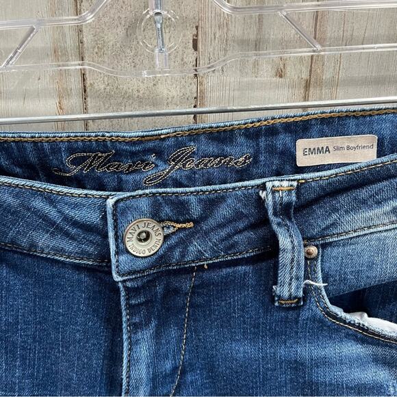 Mavi Emma Slim Boyfriend Blue Jeans Distressed Low Rise - Picture 3 of 9